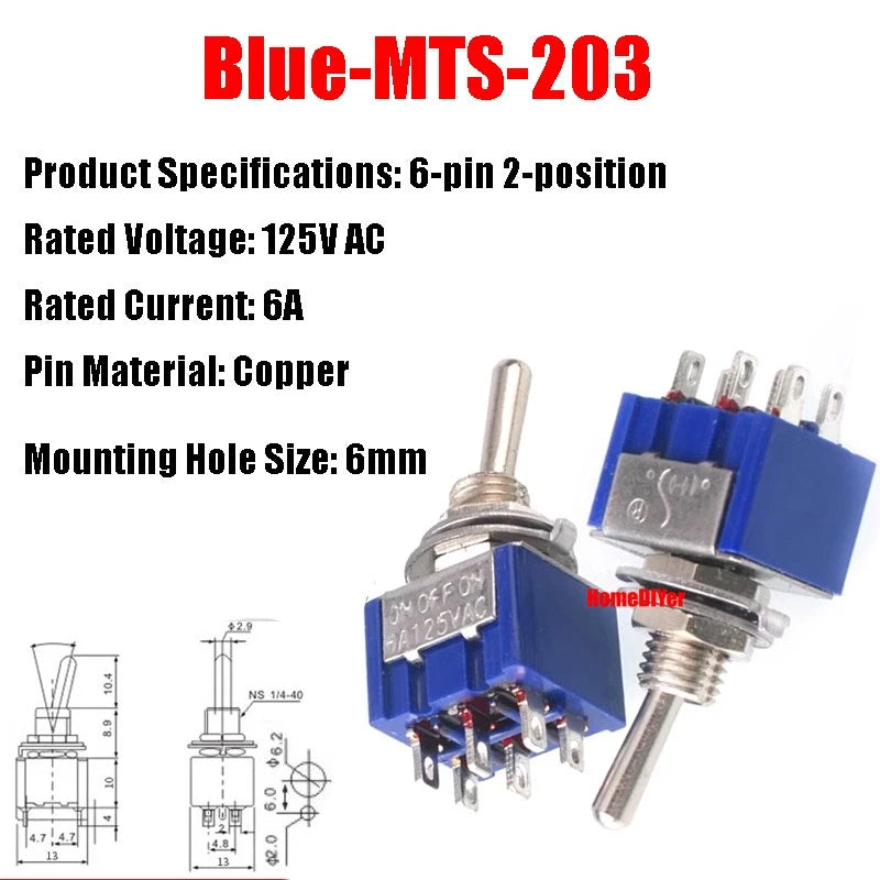 Mini Toggle Switch – MTS / SMTS / E-TEN / PS-102 / DS438 Series, 2 3 6-Pin Rocker Switches