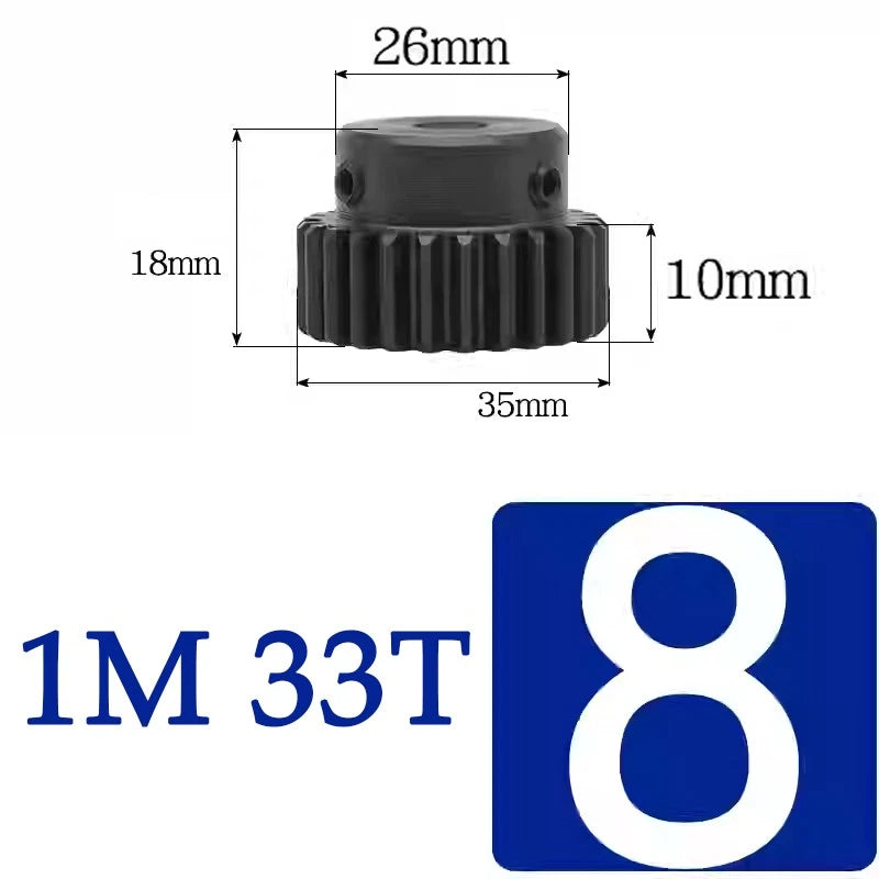 Spur Gears 1 Mod Transmission Gear With Step 45# Steel Pinion Motor Gear 30T~44T
