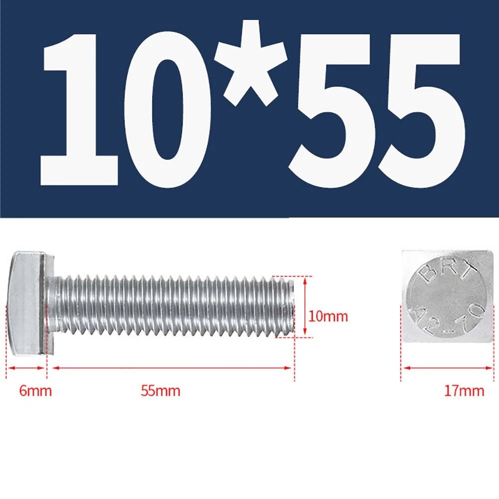 M8 M10 M12 Square Head Bolts Full Threaded 304 Stainless Steel 12–100mm - HomeDIYer