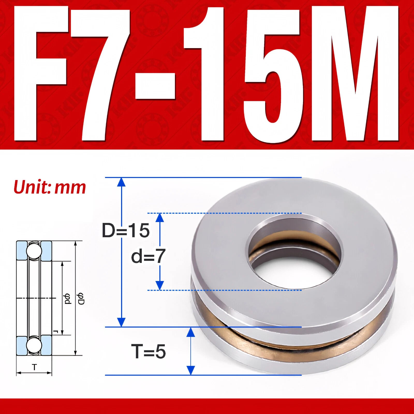Plane Axial Ball Bearing Thrust Bearings F2-6M - F13-22M- 51100 - 51413 Series