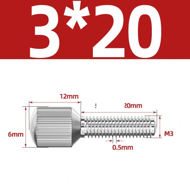 Knurled Thumb Screws – 304 Stainless Steel Small Head Thumbscrew Bolts M2–M8