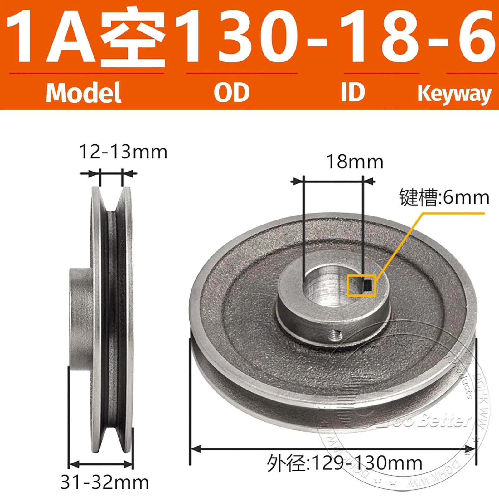 V-Belt Pulley Motor Pulleys Hollow 5-8mm Discs Dia Ø100-300mm For 1A Type Belts
