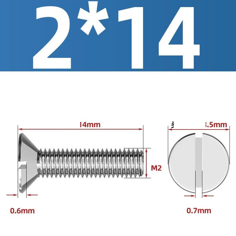 A2 Stainless Steel Slotted Countersunk Machine Screws — M1.6 to M10, Flat Head CSK Bolts - HomeDIYer