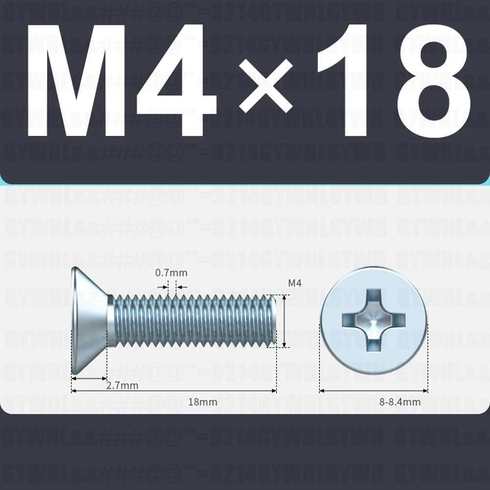M3–M12 Zinc Plated Phillips Countersunk Machine Screws DIN 965 | Flat Head Bolts