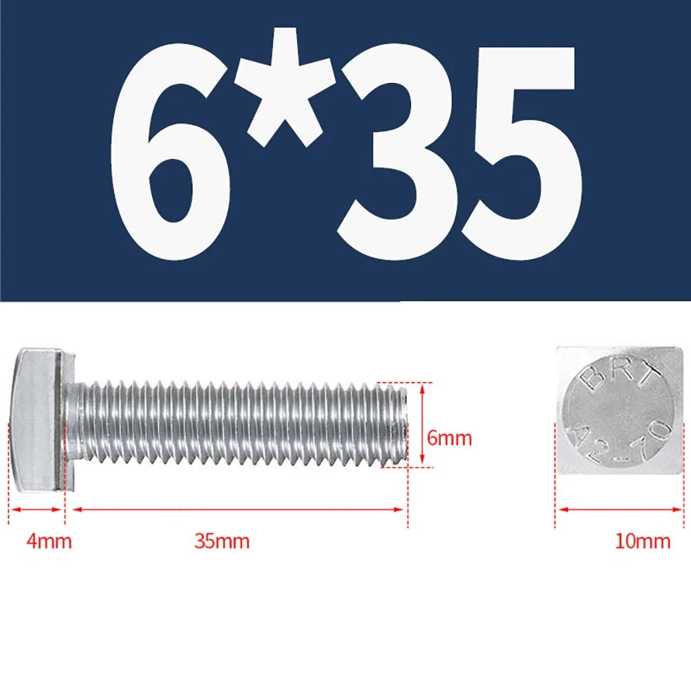 M4 M5 M6 Square Head Bolts Full Threaded – A2 304 Stainless Steel