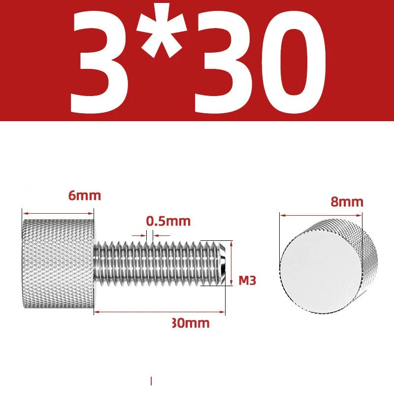 Knurled Thumb Screws A2 Stainless Steel — Flat Head Thumbscrew Bolts M2 M2.5 M3 M4 M5 M6 M8