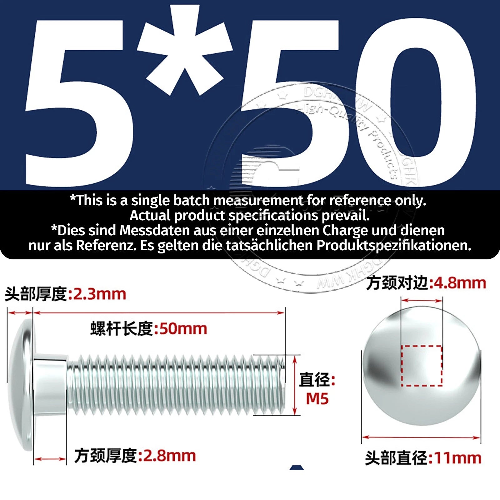 M4–M12 Zinc-Plated Cup Square Carriage Bolts with Flange Nuts | 8–150mm
