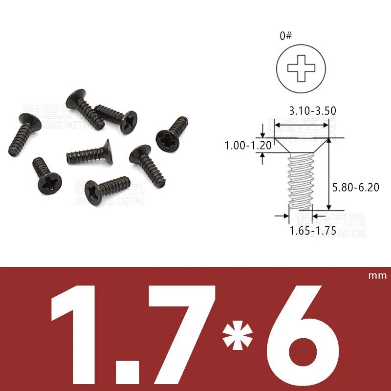 Phillips Countersunk Flat Head Machine Screws M1.2–M1.8 | Zinc & Nickel Plated - HomeDIYer