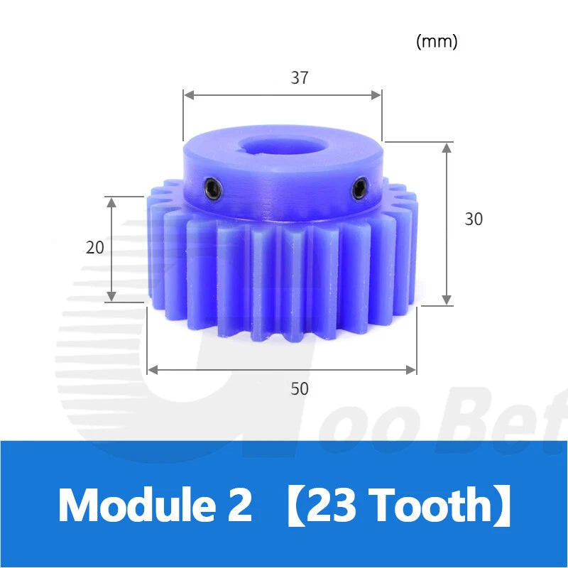 Nylon Mod 2 Spur Gear 12-30 Tooth with Step Pinion Motor Gear Bore 8mm-25mm Blue