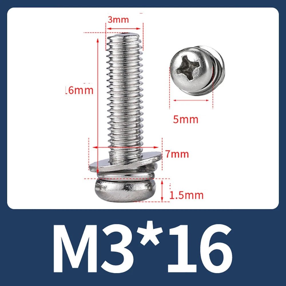 M2–M10 Phillips Button Head Machine Screws — 304 Stainless Steel - HomeDIYer