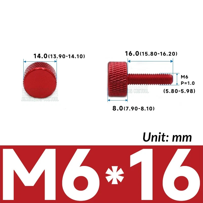 M6 Knurled Thumb Screws Aluminum Alloy DIY Hand Tighten Grip Knob Adjustmen Bolt