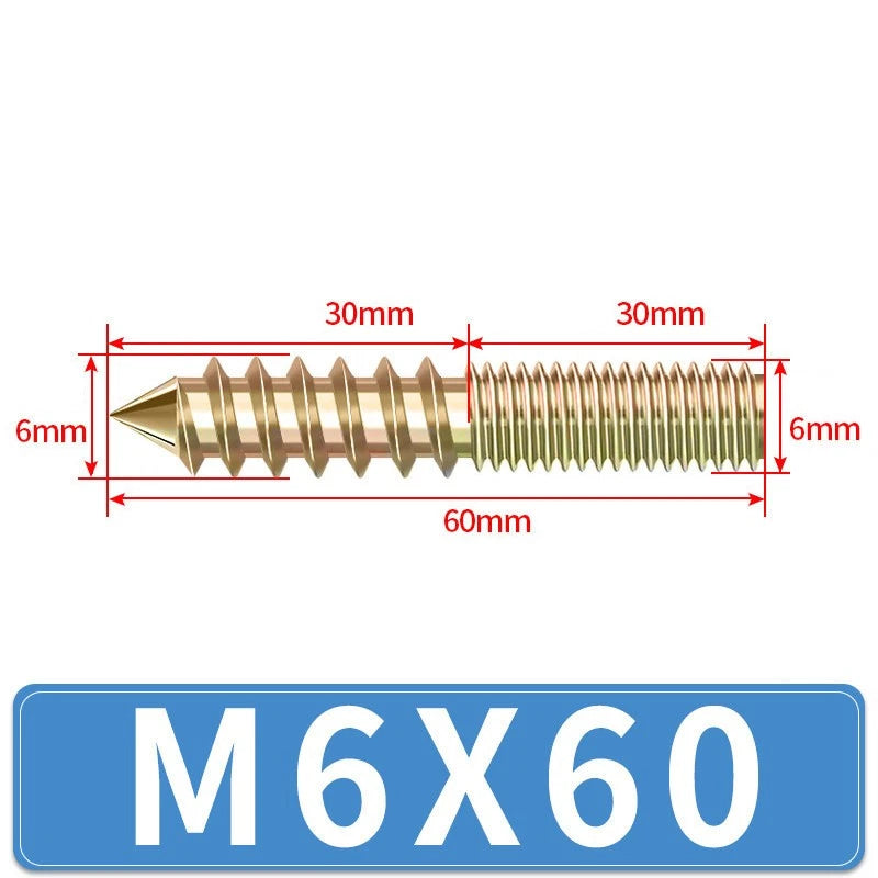 M4 M5 M6 M8 M10 M12 WOOD TO METAL DOWELS DOUBLE ENDED THREADED FURNITURE SCREWS