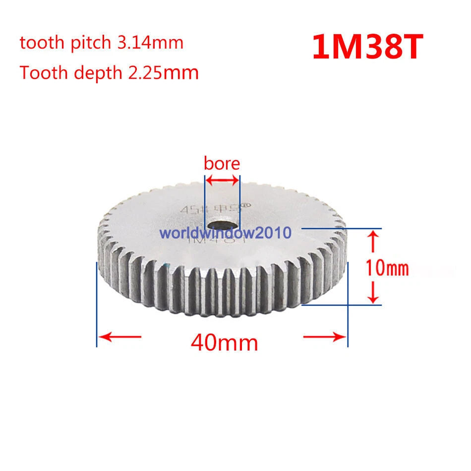 45# Steel Spur Gear 1M12T-1M100T Metal Mod 1 Pinion Gear 12-100 Tooth Moter Gear