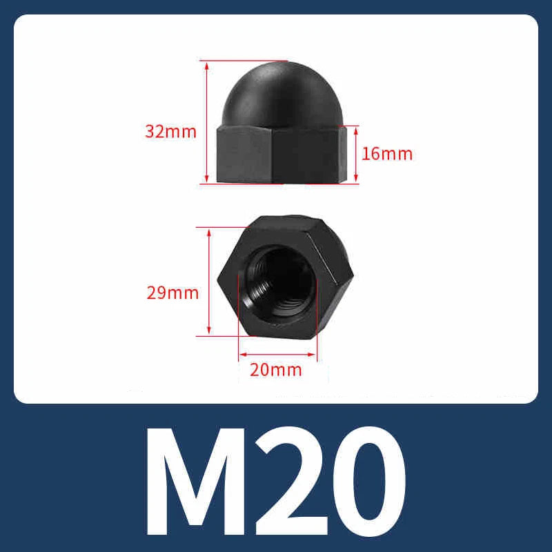 Nylon Plastic Screw Caps-Hex Nut Cover Protective Cap Set for Bolts Black/White