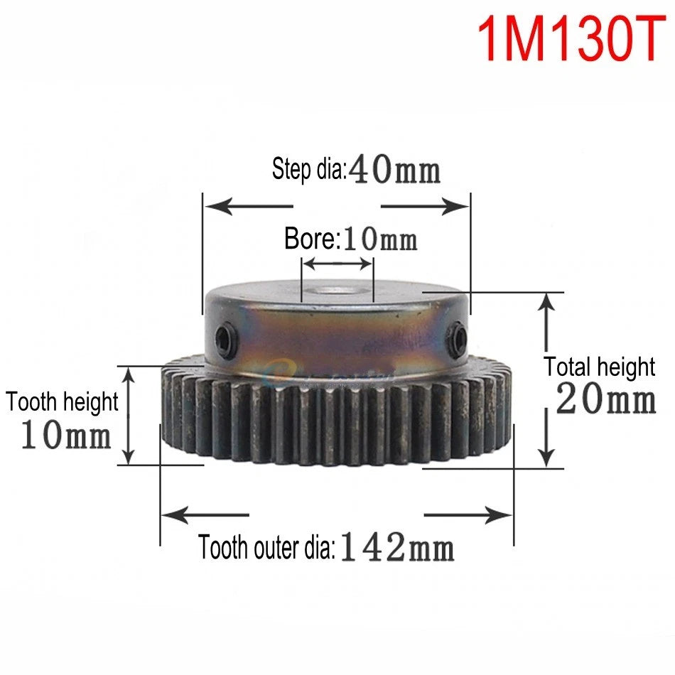 High Precision 1 Mod 10T-150T Spur Gear 45# Steel Pinion Gear With Step x 1Pcs