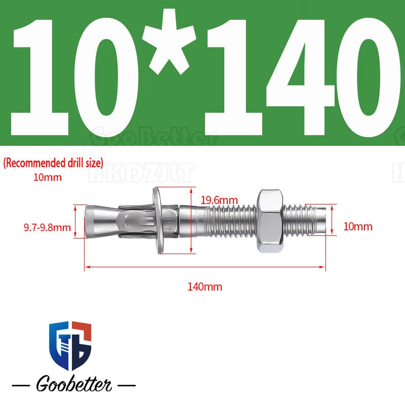 Stainless Steel Through Anchor Bolts — M6 M8 M10 M12 M16 Expansion Bolt
