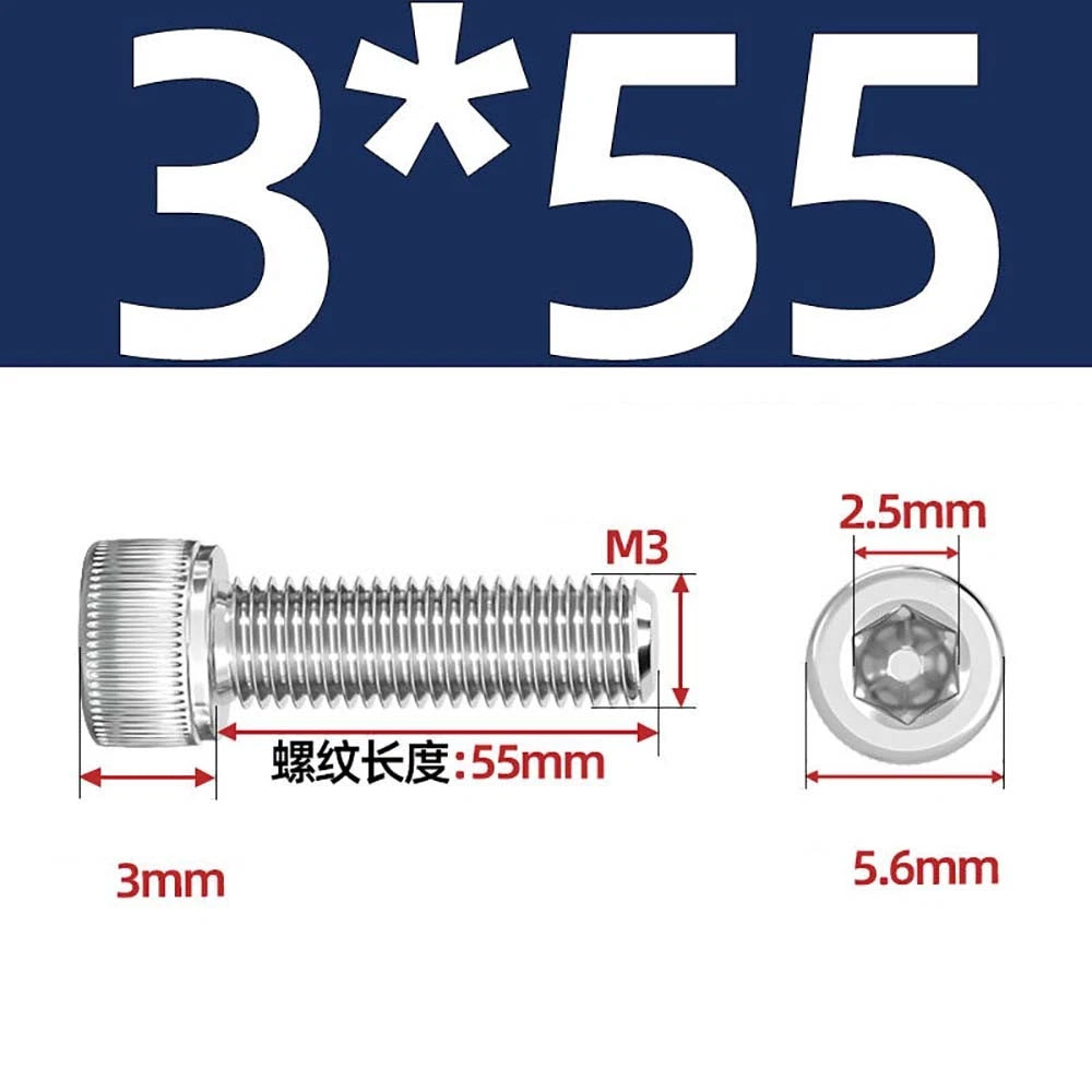 M3 M4 M5 Socket Head Cap Screws – A2 Stainless Steel, High Strength & Corrosion Resistant