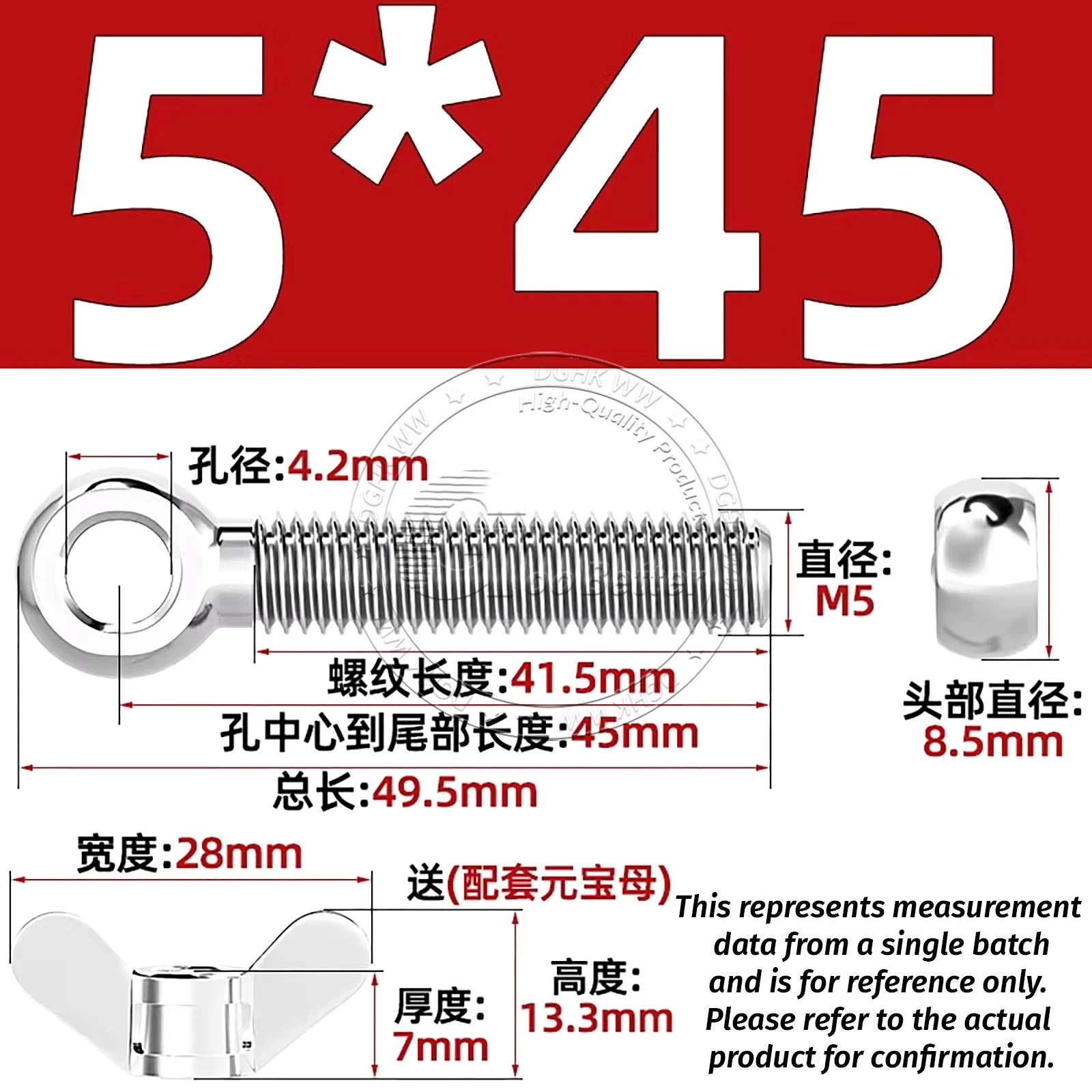 Eye Bolts with Nut — Forged Stainless Steel Threaded Ring Hanging Screws