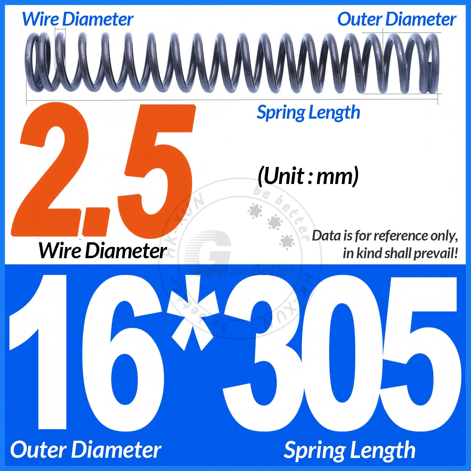 Length 305mm Compression Spring Pressure Springs OD 3-60mm Wire Dia 0.3mm-6.0mm