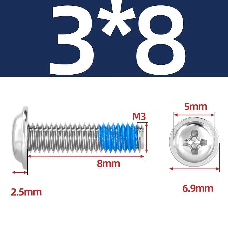 A2 Stainless Steel Phillips Flanged Button Head Machine Screws — M2 to M6, Built - In Washer Face - HomeDIYer