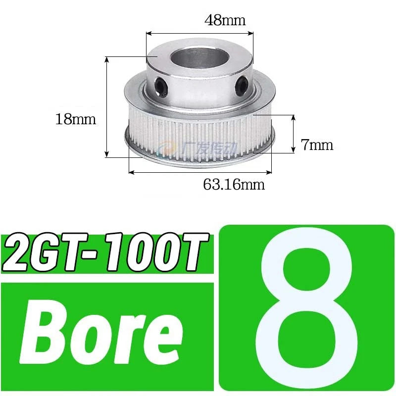GT2 Timing Belt Pulley 16-100 Teeth 6-10mm Teeth Width Bore 3mm-25mm For 3D