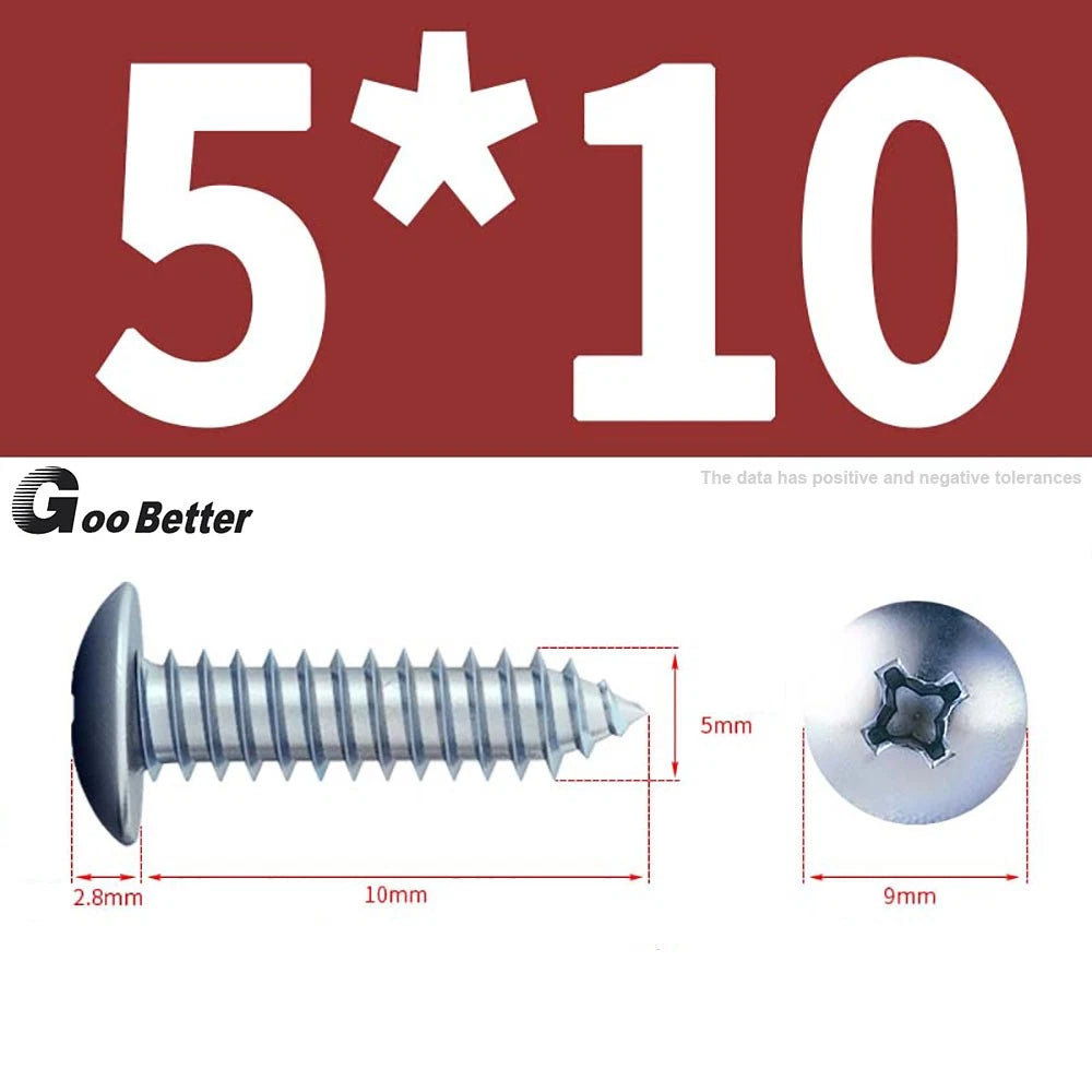 M3 M4 M5 M6 Pan Head Self Tapping Screws – Zinc Plated Carbon Steel