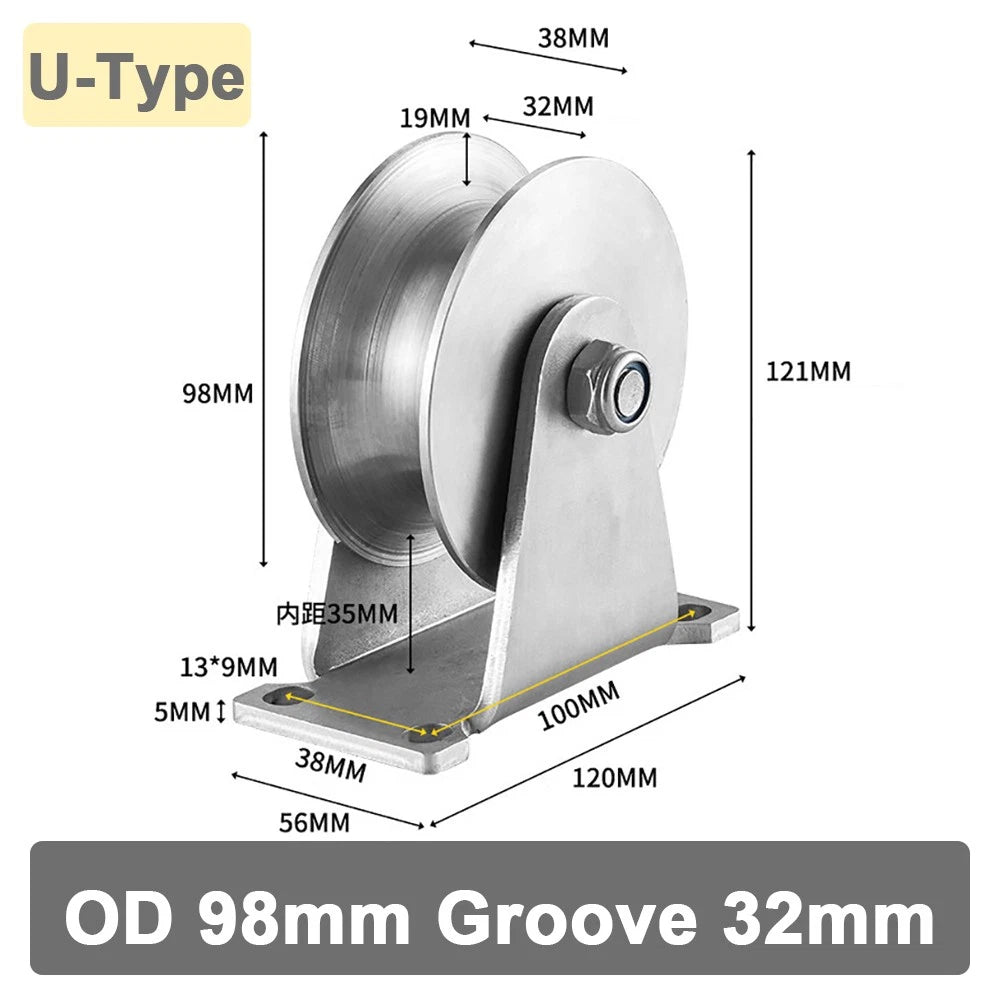 Stainless Steel Pulley U V H Groove Shape Roller Wheels Idler Pulley Wheel Large