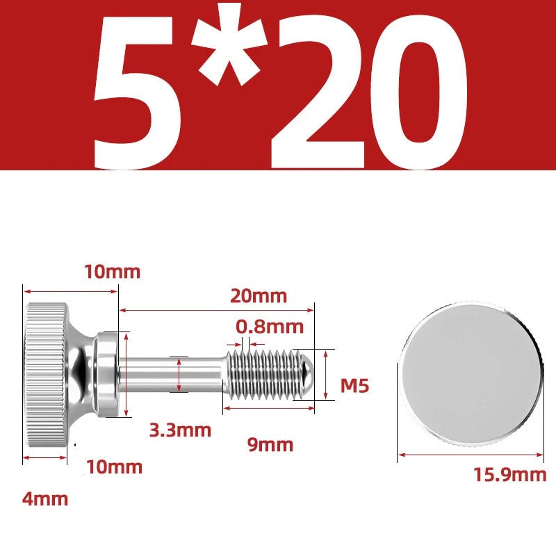 Knurled Thumb Screws Stainless Steel — M2 M2.5 M3 M4 M5 M6 M8 M10 Hand Knob Bolts
