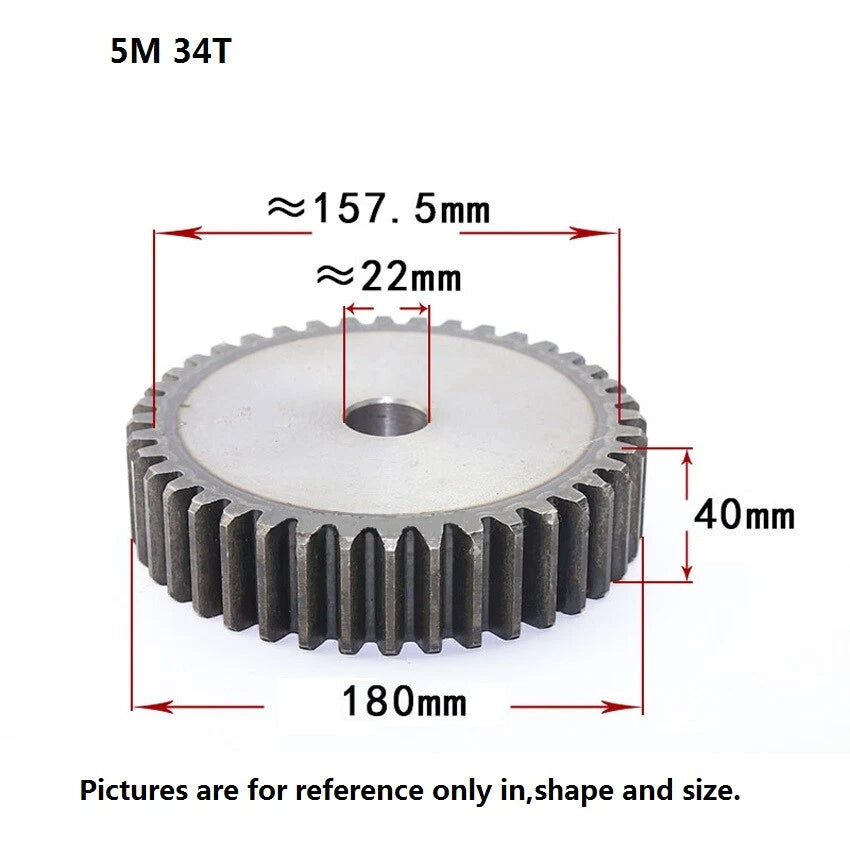 5 Modulus 12T-35T Spur Gears pitch 15.7mm 45# Steel Pinion Motor Gear Thick 50mm