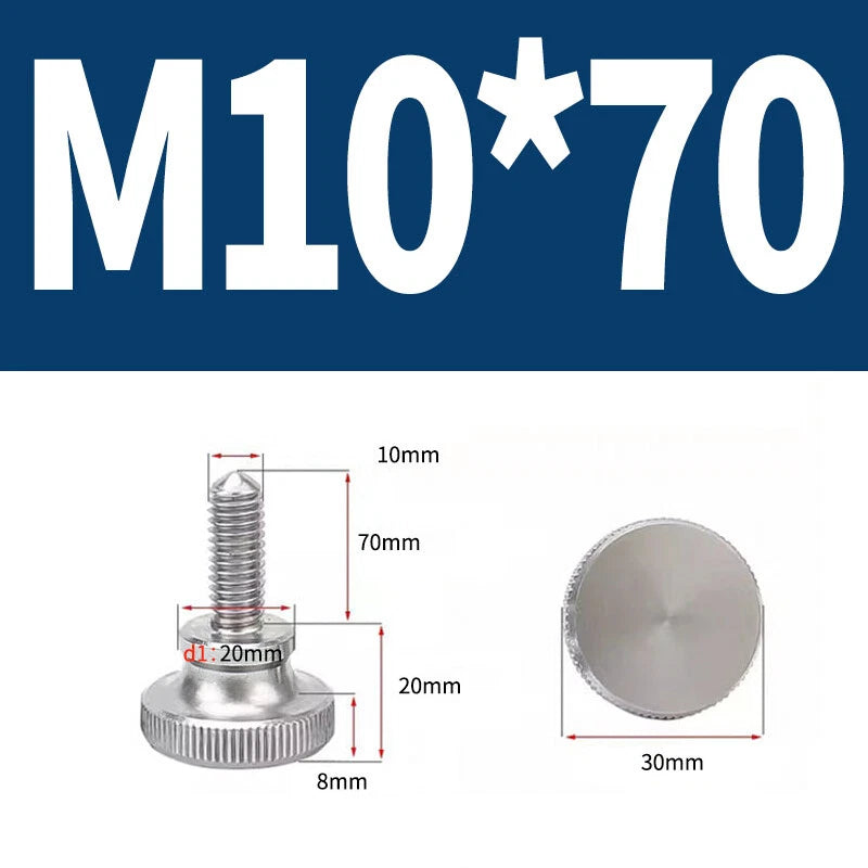 Knurled Thumb Screws Flat Round Head Grip Knob Adjustment Stainless Steel M8 M10
