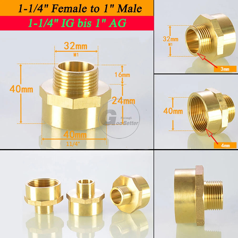 BSPT Reducing Adapter Fittings — Brass Female to Male, 1/8" to 2"