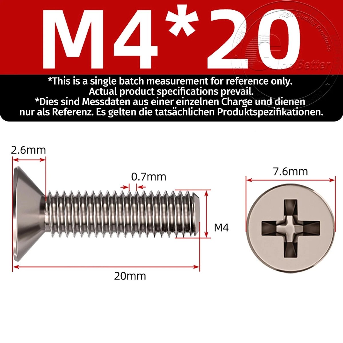 Titanium Phillips Flat Head Machine Screws — GR2 Countersunk, M2 to M8 - HomeDIYer