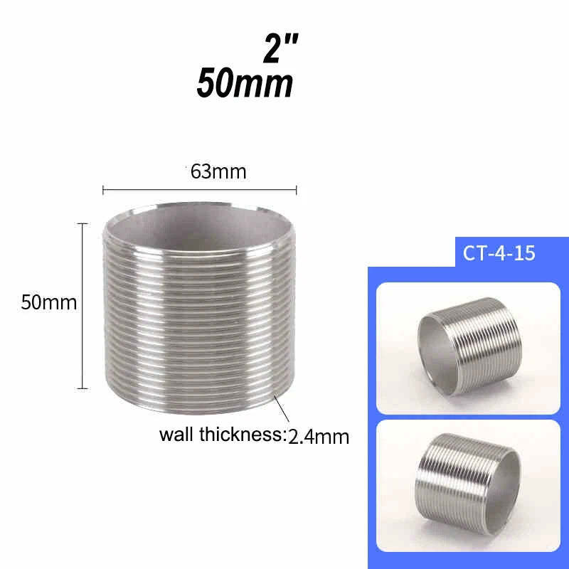 Male Thread Stud Rod A2 Stainless Steel Connector Pipe Fitting — 1/4" to 2"