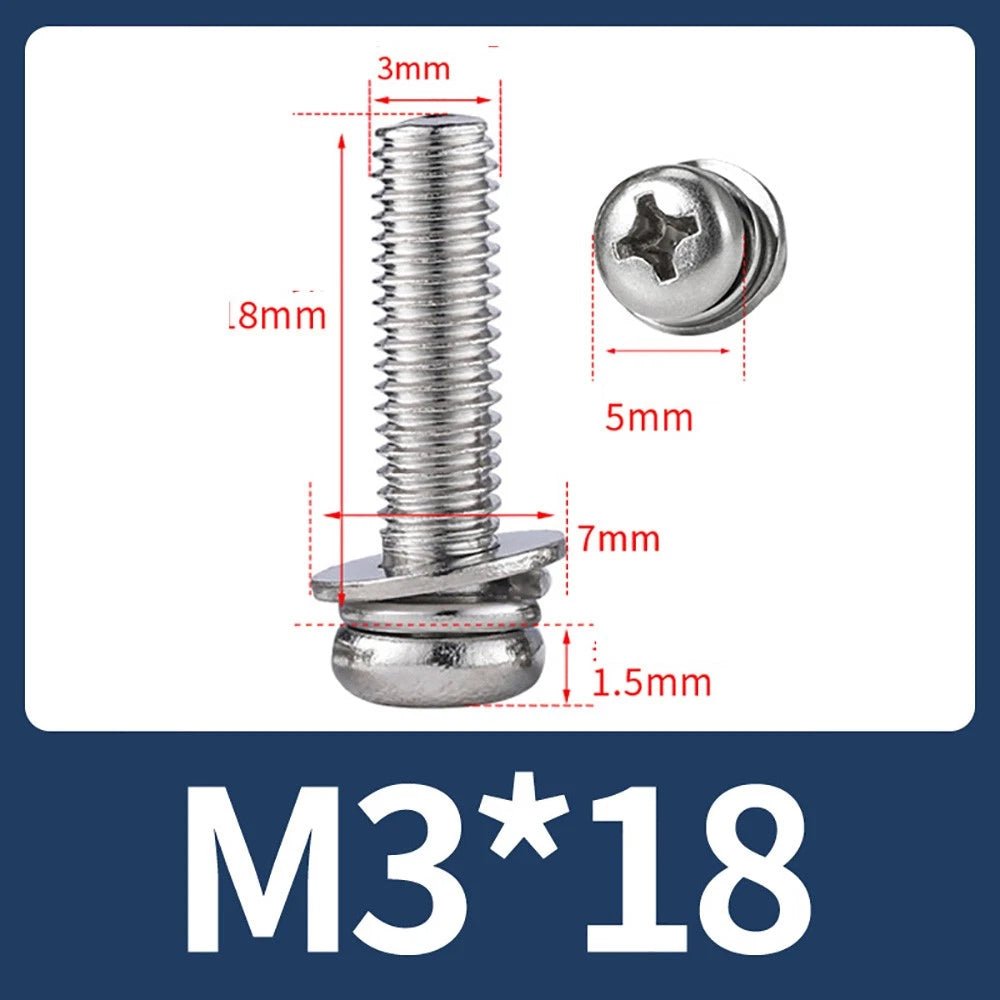 M2–M10 Phillips Button Head Machine Screws — 304 Stainless Steel - HomeDIYer