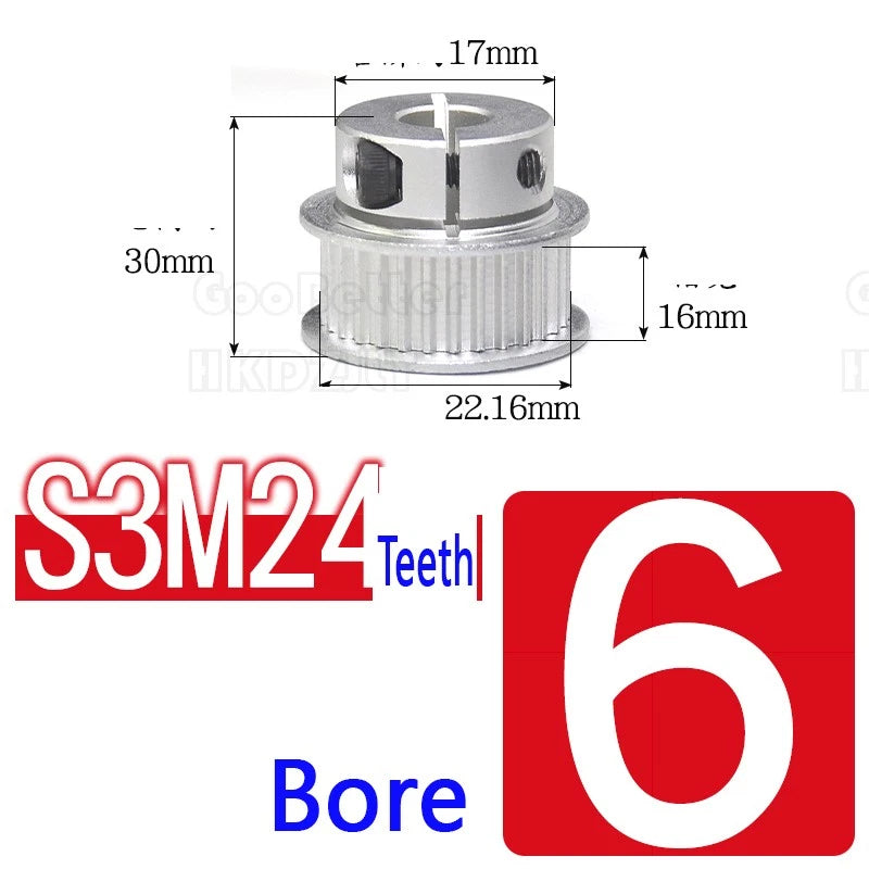 S3M Timing Pulley Belt Synchronous Wheel Gear 3D Printer Bore 5-15mm 20-28 Teeth