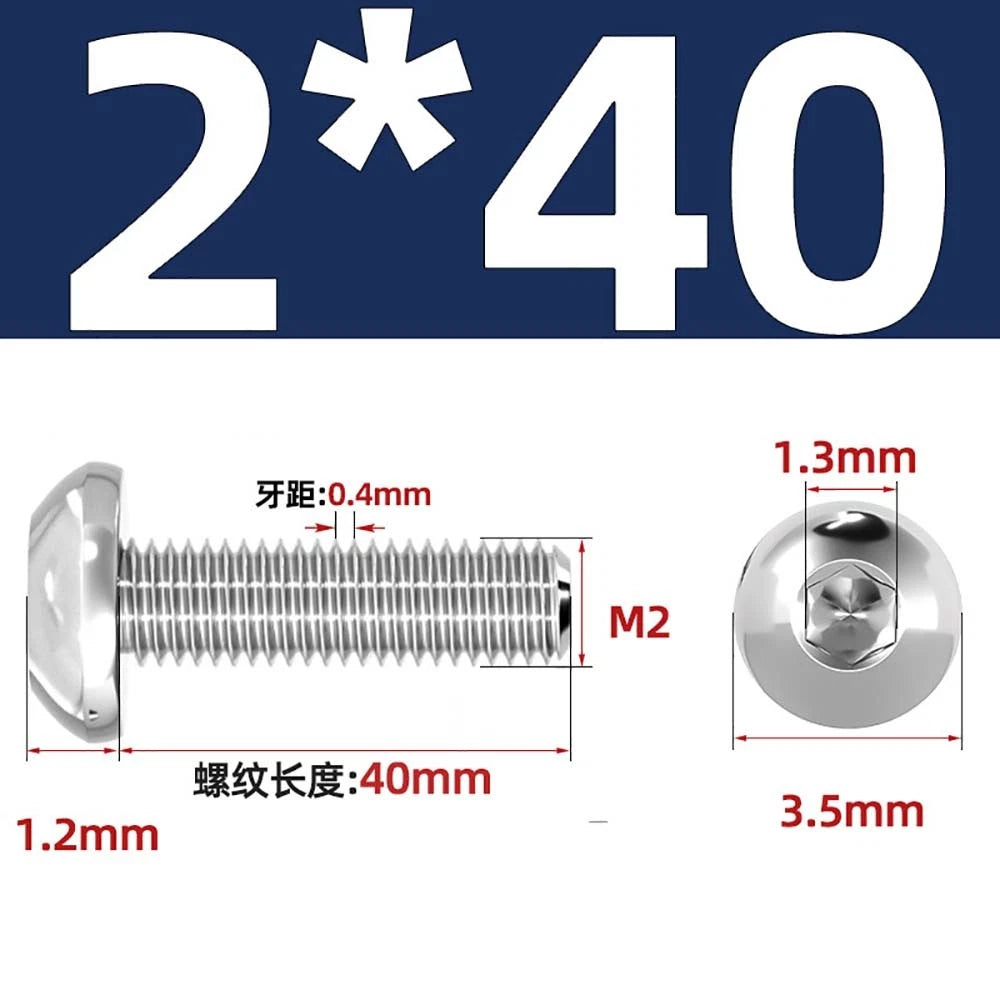 M1.6–M5 A2 Stainless Steel Button Head Socket Cap Screws – Round Pan Head, Hex Drive, Fully Threaded