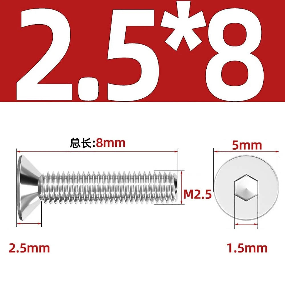Countersunk Hex Socket Screws – A2 Stainless Steel, M2 to M16, DIN 7991, Fully Threaded