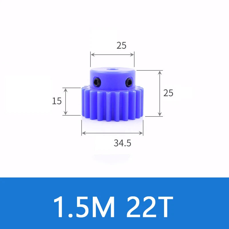 Blue Nylon Spur Gears 1/1.5/2/3Mod Transmission Gear 12-60T With Step Motor Gear