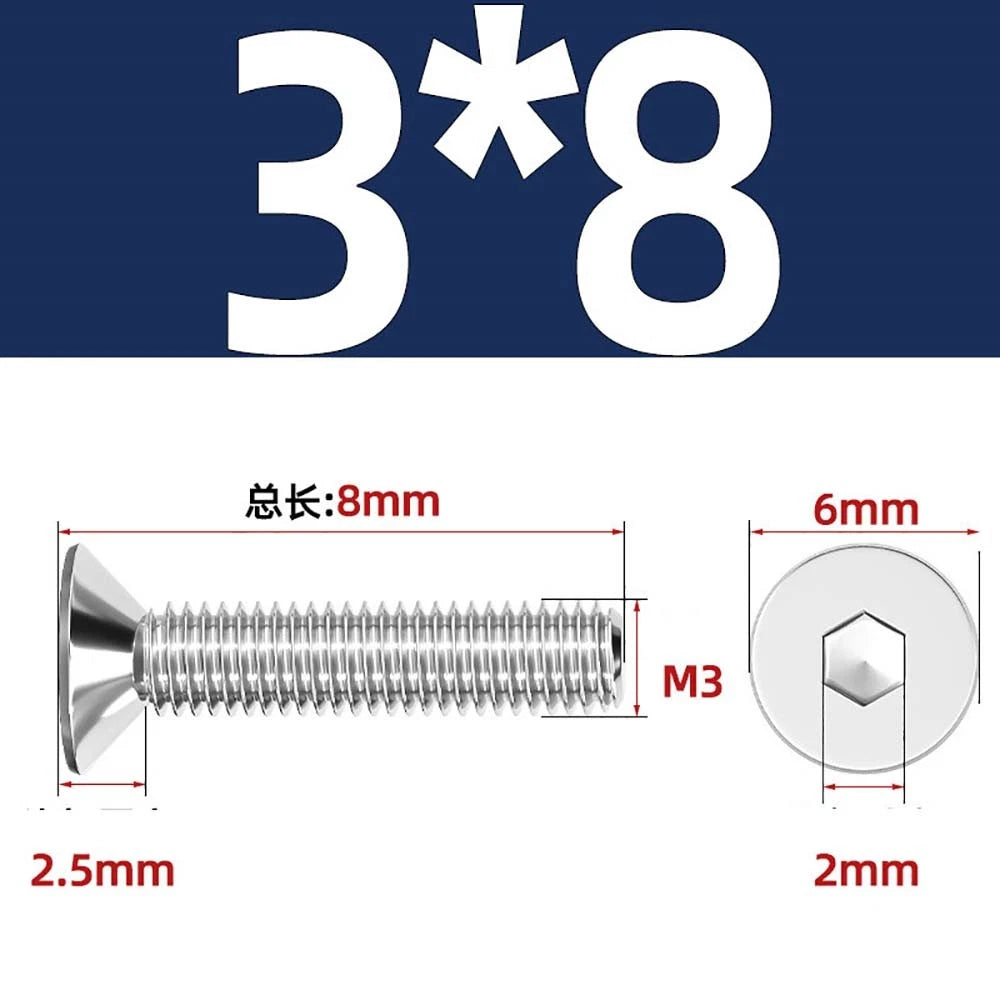 A4 Stainless Steel Countersunk Hex Socket Screws – Marine Grade, M2 to M16 (DIN 7991)