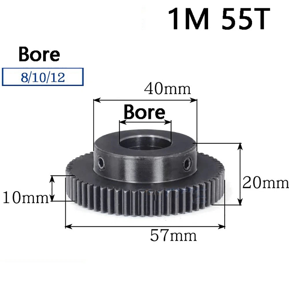 1 Mod 10T-100T Precision Spur Pinion Gear With Step 45# Steel Motor Gear x 1Pcs