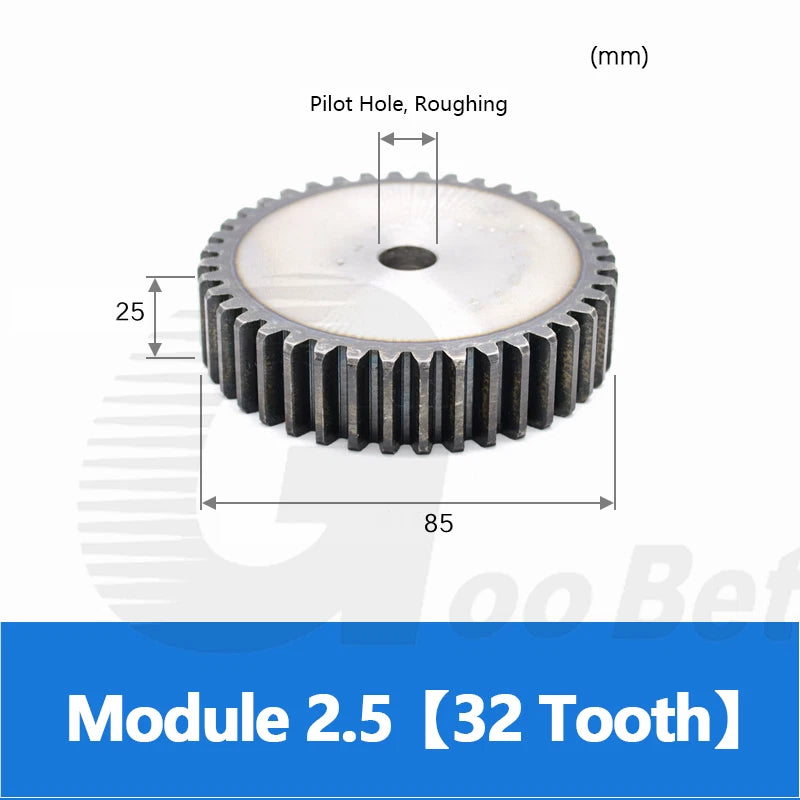 Mod 2.5 Spur Gear C45 Steel 12 to 100 Tooth Motor Pinion Cogwheel Hardened Flat
