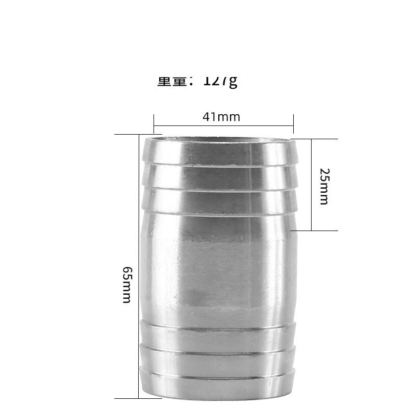 A2 Stainless Steel Straight Hose Joiner Barbed Connector — Sizes 6mm–41mm