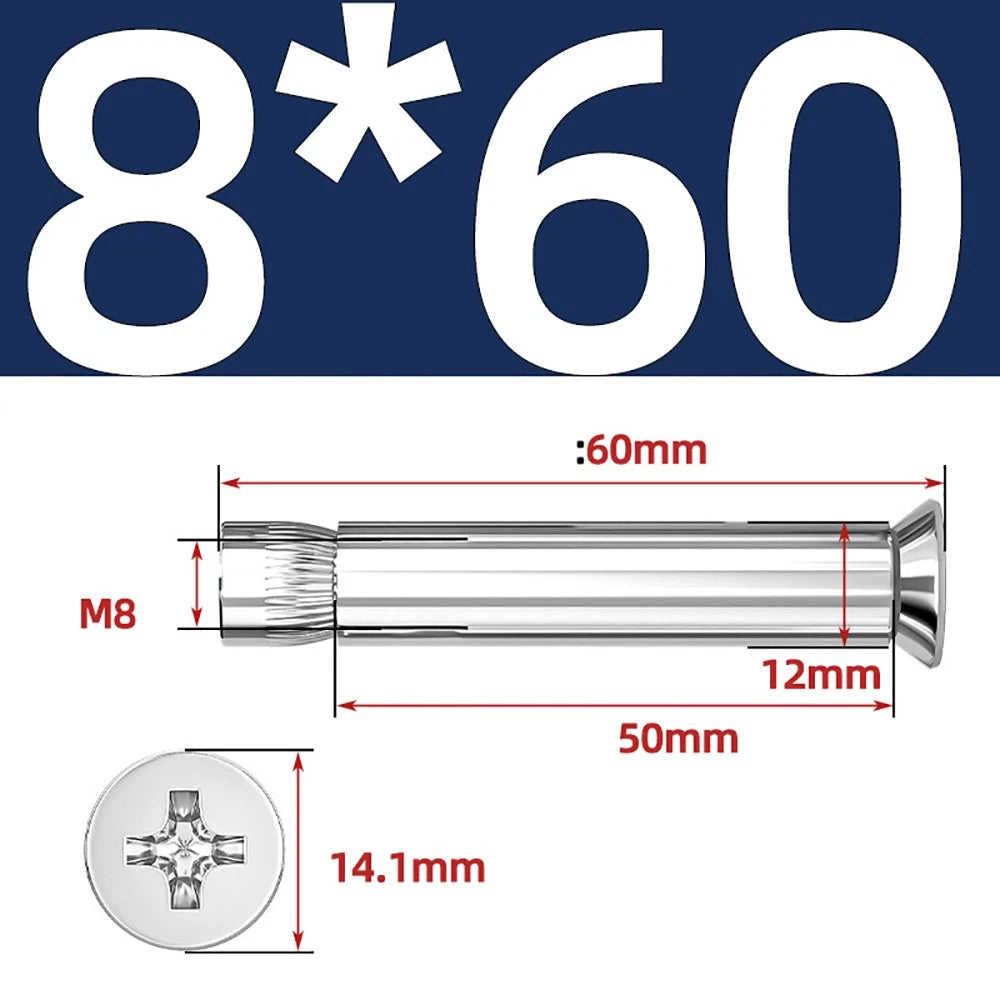 Sleeve Anchor Countersunk Phillips Expansion Bolts M6–M12 | 304/201 SS & Zinc