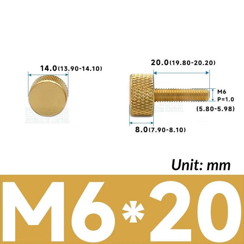 M6 Knurled Thumb Screws Aluminum Alloy DIY Hand Tighten Grip Knob Adjustmen Bolt