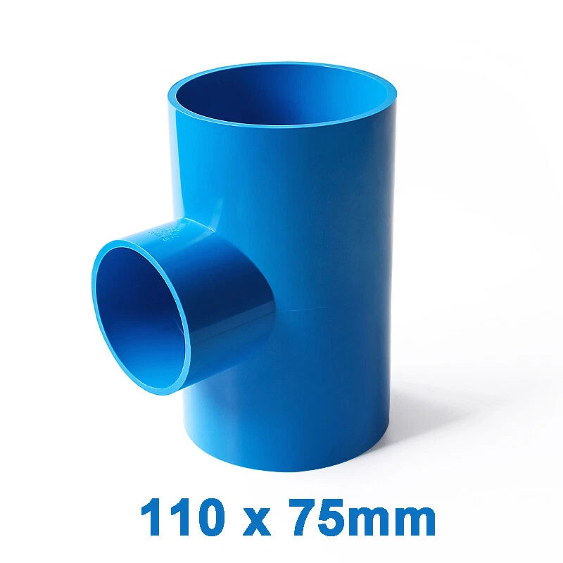 PVC Reducing Tee Pipe & Fittings Solvent Weld Pressure Adapter Connector Blue