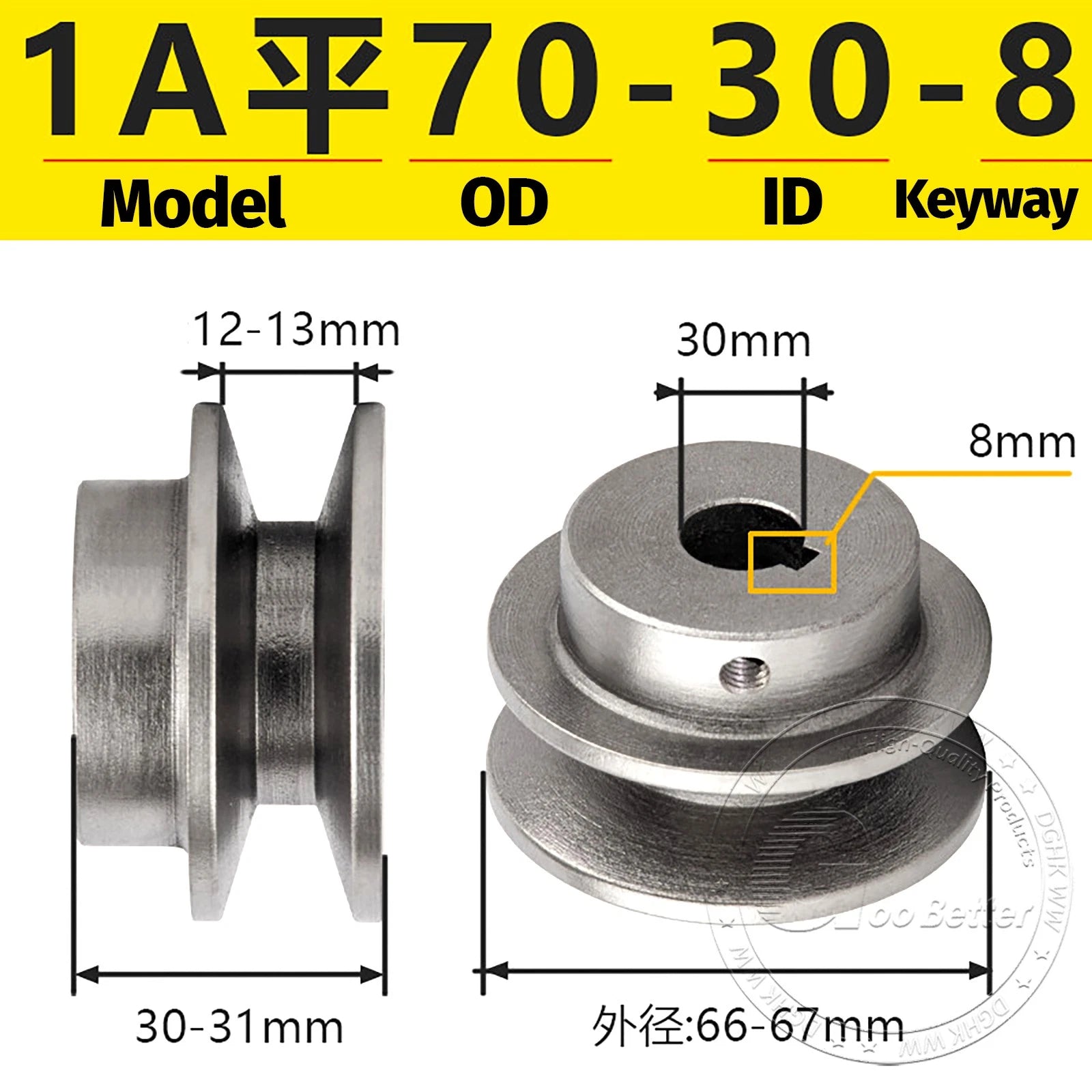 Cast Iron Drive Pulley Single Groove 1A Flat For A/V Belt Pulley OD 50mm-130mm