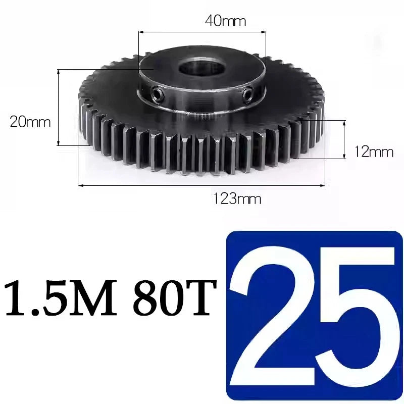 Spur Gears 1.5 Mod Transmission Gear With Step 45#Steel Pinion Motor Gear 30/80T