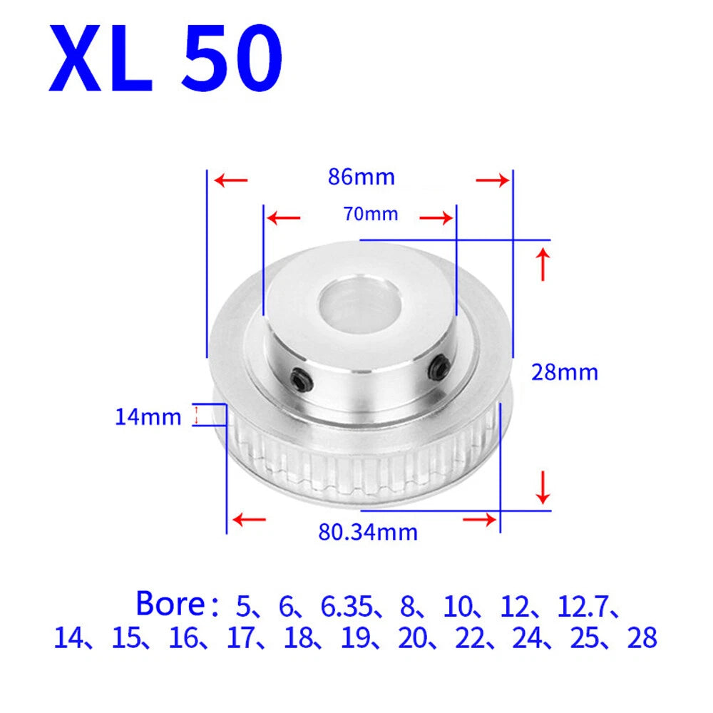 XL 15T-60T Timing Belt Pulley Pitch 5.08mm With Keyway Drive Pulleys Width 14mm