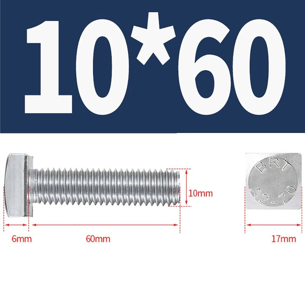 M8 M10 M12 Square Head Bolts Full Threaded 304 Stainless Steel 12–100mm - HomeDIYer