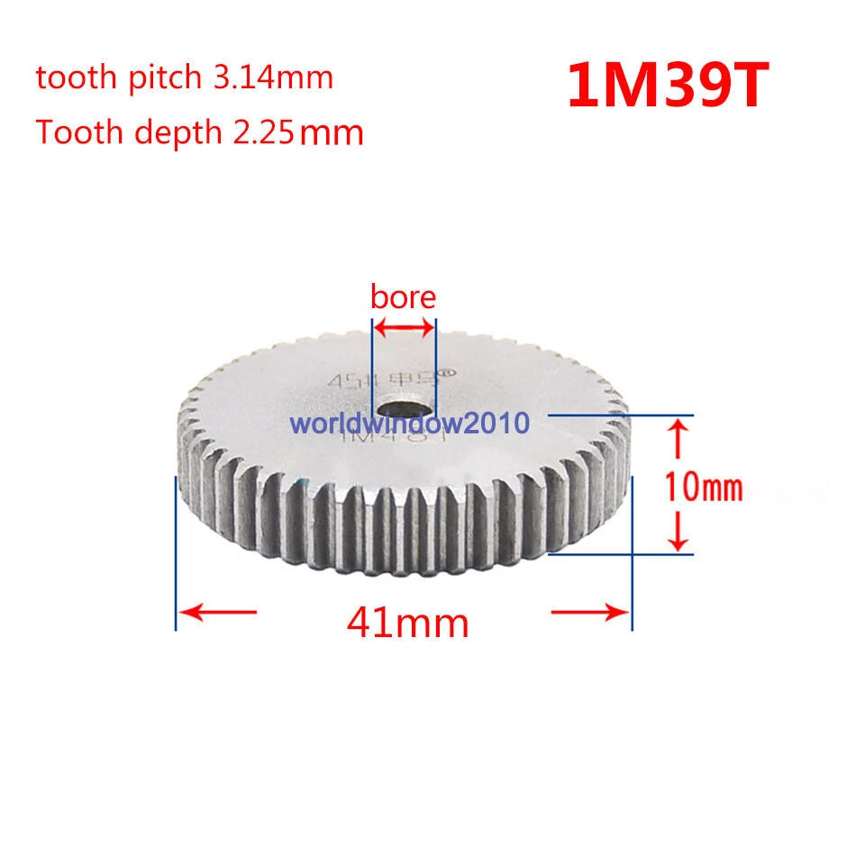 45# Steel Spur Gear 1M12T-1M100T Metal Mod 1 Pinion Gear 12-100 Tooth Moter Gear